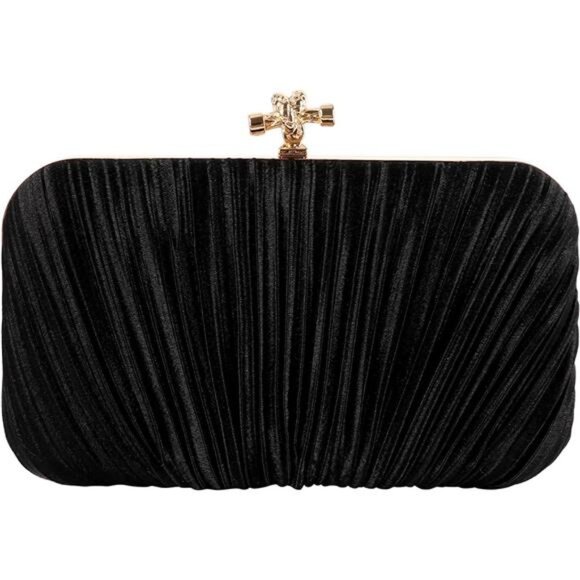 Handbags - Fashion Womens Jane Satin Diamante Clutch Rhinestone Evening Bridal Prom Party